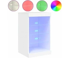 Šoninė spintelė su LED lemputėmis, baltos spalvos, 41x37x67cm