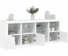 Šoninė spintelė su LED lemputėmis, baltos spalvos, 164x37x67cm