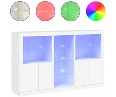 Šoninė spintelė su LED lemputėmis, baltos spalvos, 162x37x100cm