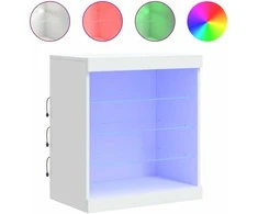 Šoninė spintelė su LED lemputėmis, baltos spalvos, 60,5x37x67cm