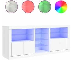 Šoninė spintelė su LED lemputėmis, baltos spalvos, 162x37x67cm