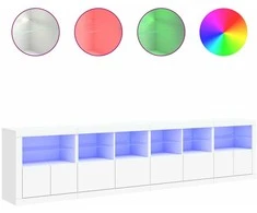 Šoninė spintelė su LED lemputėmis, baltos spalvos, 283x37x67cm