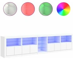 Šoninė spintelė su LED lemputėmis, baltos spalvos, 283x37x67cm