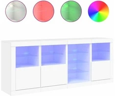Šoninė spintelė su LED lemputėmis, baltos spalvos, 164x37x67cm