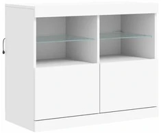 Šoninė spintelė su LED lemputėmis, baltos spalvos, 81x37x67cm