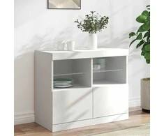 Šoninė spintelė su LED lemputėmis, baltos spalvos, 81x37x67cm