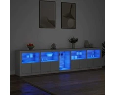 Šoninė spintelė su LED lemputėmis, baltos spalvos, 283x37x67cm