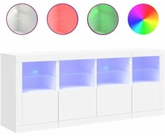 Šoninė spintelė su LED lemputėmis, baltos spalvos, 163x37x67cm