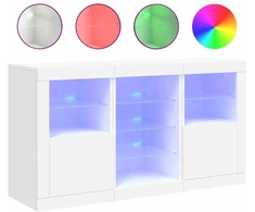 Šoninė spintelė su LED lemputėmis, baltos spalvos, 123x37x67cm