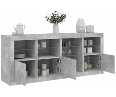 Šoninė spintelė su LED lemputėmis, betono pilka, 164x37x67cm