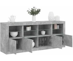 Šoninė spintelė su LED lemputėmis, betono pilka, 163x37x67cm
