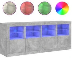 Šoninė spintelė su LED lemputėmis, betono pilka, 163x37x67cm