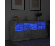Šoninė spintelė su LED lemputėmis, betono pilka, 142,5x37x67cm