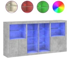 Šoninė spintelė su LED lemputėmis, betono pilka, 202x37x100cm