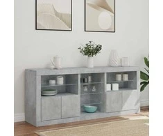 Šoninė spintelė su LED lemputėmis, betono pilka, 162x37x67cm