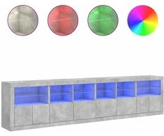 Šoninė spintelė su LED lemputėmis, betono pilka, 283x37x67cm