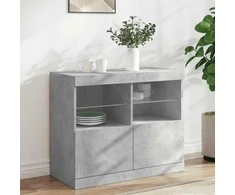 Šoninė spintelė su LED lemputėmis, betono pilka, 81x37x67cm