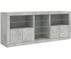 Šoninė spintelė su LED lemputėmis, betono pilka, 162x37x67cm