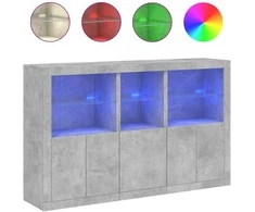 Šoninė spintelė su LED lemputėmis, betono pilka, 162x37x100cm