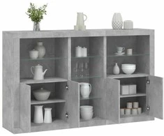 Šoninė spintelė su LED lemputėmis, betono pilka, 162x37x100cm