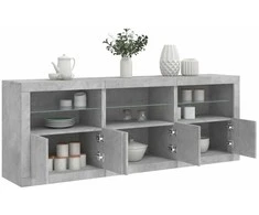 Šoninė spintelė su LED lemputėmis, betono pilka, 181,5x37x67cm