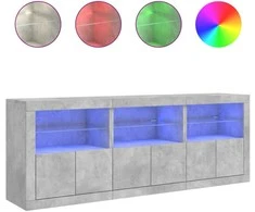 Šoninė spintelė su LED lemputėmis, betono pilka, 181,5x37x67cm