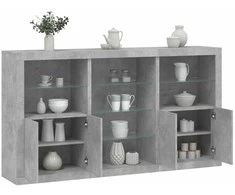 Šoninė spintelė su LED lemputėmis, betono pilka, 181,5x37x100cm