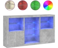 Šoninė spintelė su LED lemputėmis, betono pilka, 181,5x37x100cm