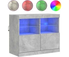 Šoninė spintelė su LED lemputėmis, betono pilka, 81x37x67cm