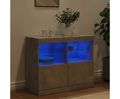 Šoninė spintelė su LED lemputėmis, betono pilka, 81x37x67cm