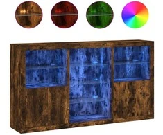 Šoninė spintelė su LED lemputėmis, dūminė, 181,5x37x100cm