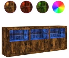 Šoninė spintelė su LED lemputėmis, dūminė, 181,5x37x67cm