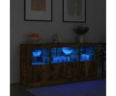 Šoninė spintelė su LED lemputėmis, dūminė, 142,5x37x67cm