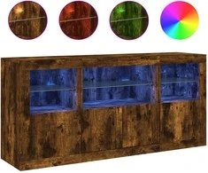 Šoninė spintelė su LED lemputėmis, dūminė, 142,5x37x67cm