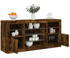 Šoninė spintelė su LED lemputėmis, dūminė, 142,5x37x67cm
