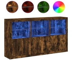 Šoninė spintelė su LED lemputėmis, dūminė, 181,5x37x100cm