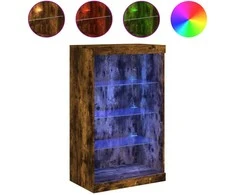 Šoninė spintelė su LED lemputėmis, dūminė, 60,5x37x100cm
