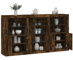 Šoninė spintelė su LED lemputėmis, dūminė, 181,5x37x100cm
