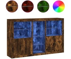 Šoninė spintelė su LED lemputėmis, dūminio ąžuolo, 162x37x100cm