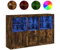Šoninė spintelė su LED lemputėmis, dūminio ąžuolo, 162x37x100cm