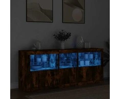 Šoninė spintelė su LED lemputėmis, dūminio ąžuolo, 162x37x67cm