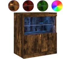 Šoninė spintelė su LED lemputėmis, dūminio ąžuolo, 60x37x67cm