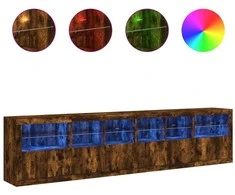 Šoninė spintelė su LED lemputėmis, dūminio ąžuolo, 283x37x67cm