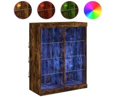 Šoninė spintelė su LED lemputėmis, dūminio ąžuolo, 81x37x100cm