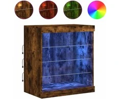 Šoninė spintelė su LED lemputėmis, dūminio ąžuolo, 60,5x37x67cm