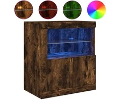 Šoninė spintelė su LED lemputėmis, dūminio ąžuolo, 60,5x37x67cm