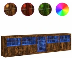 Šoninė spintelė su LED lemputėmis, dūminio ąžuolo, 283x37x67cm