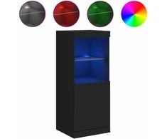 Šoninė spintelė su LED lemputėmis, juodos spalvos, 41x37x100cm