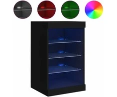 Šoninė spintelė su LED lemputėmis, juodos spalvos, 41x37x67cm