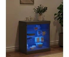 Šoninė spintelė su LED lemputėmis, juodos spalvos, 60,5x37x67cm